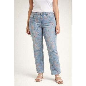 Laurie Felt Daisy Denim Jeans 14 P Relaxed Boyfriend Straight Coastal Festival